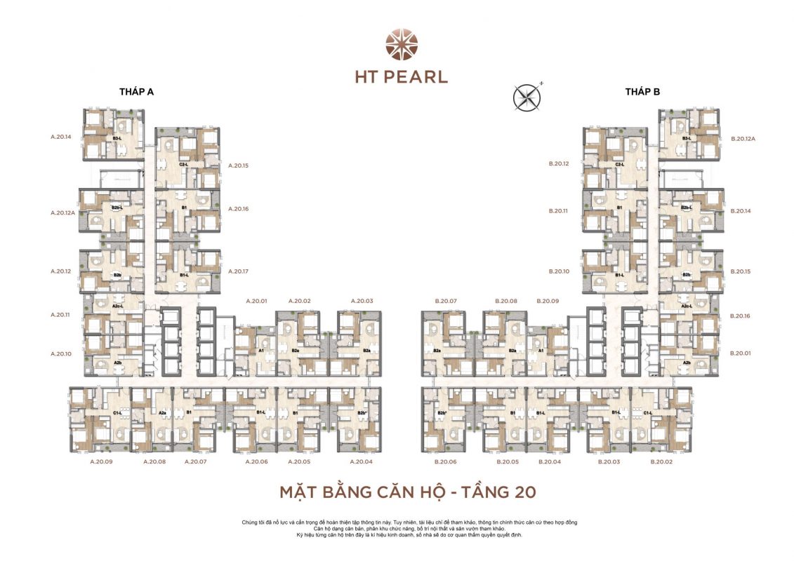 Mặt bằng tầng 20 dự án HT Pearl 