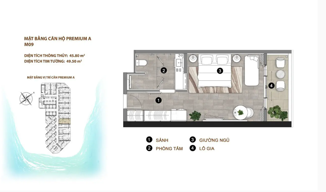 Layout căn hộ premium A M09