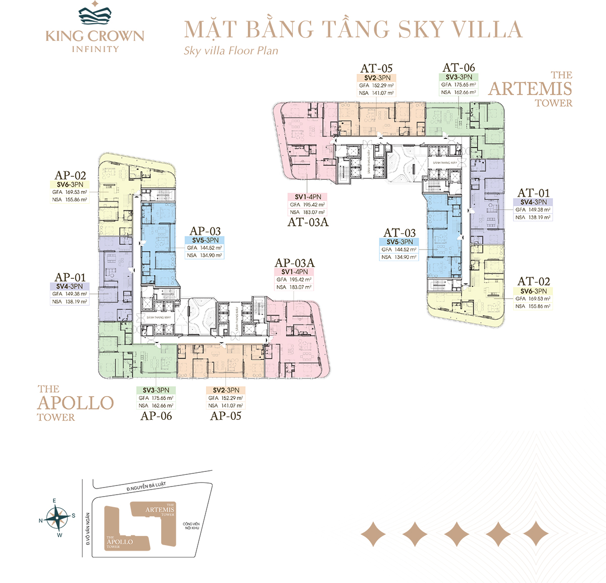 Mặt bằng tầng sky villas dự án căn hộ King Crown Infinity Thủ Đức