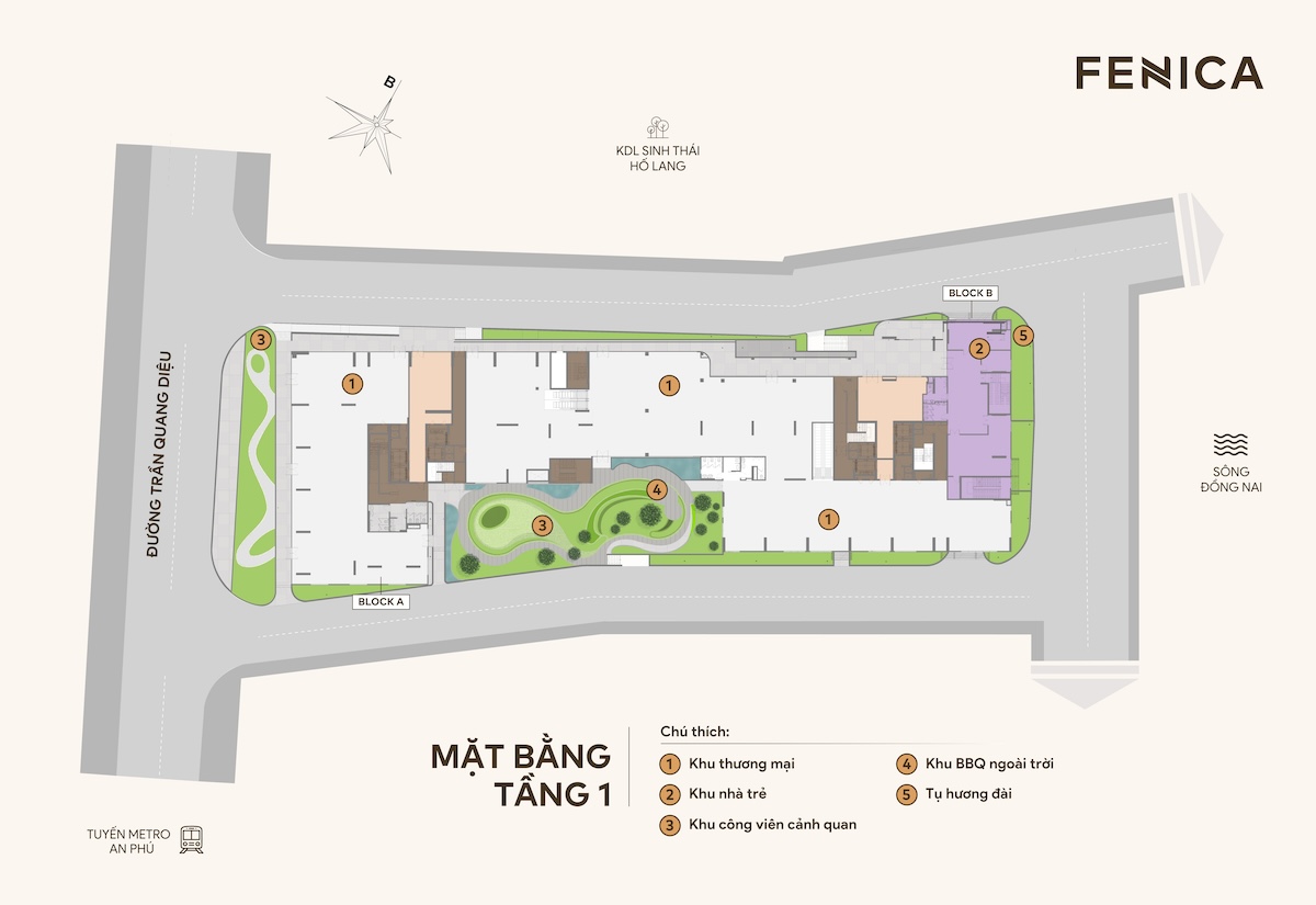 Mặt bằng tầng 1 dự án căn hộ Fenica Dĩ An