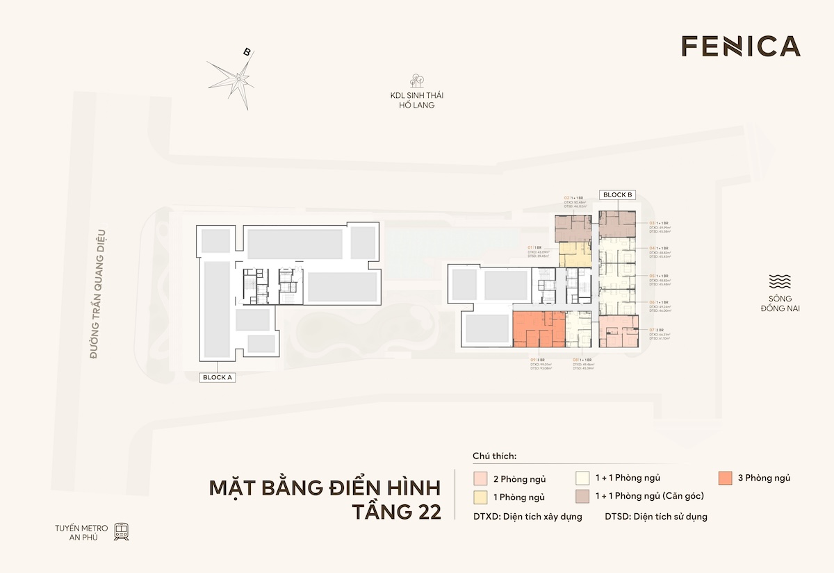 Mặt bằng tầng 22 dự án căn hộ Fenica Dĩ An