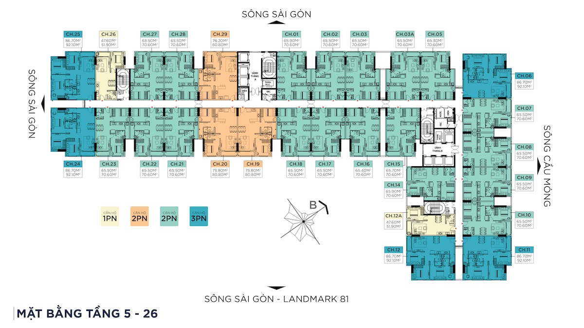 Mặt bằng tầng 5-26 dự án căn hộ Symlife